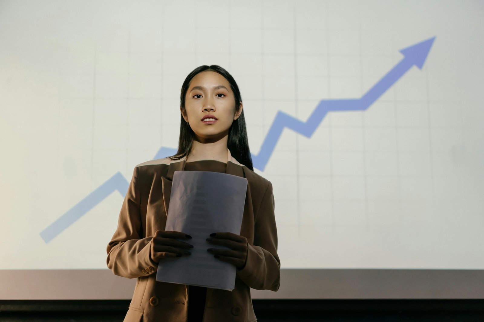 A young woman giving a presentation